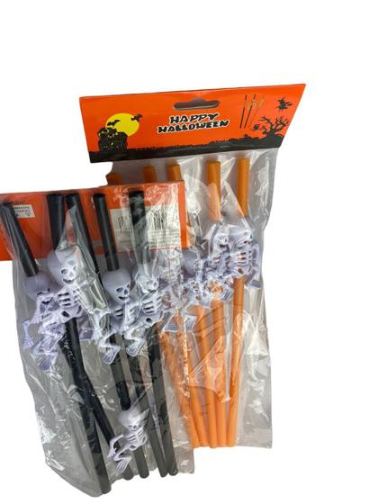 Imagem de Kit 5un Canudos Grandes 30cm com Caveira decoração Halloween