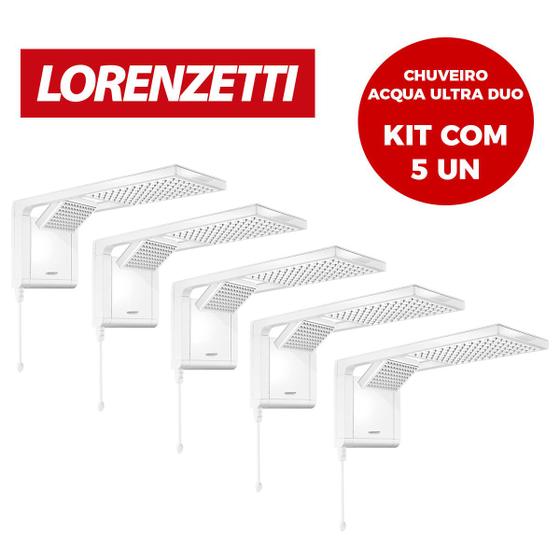 Imagem de Kit 5un Chuveiro Lorenzetti Acqua Duo Ultra Branco 220v 7800w