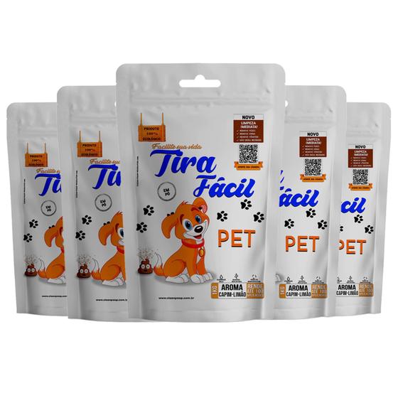 Imagem de Kit 5un. Pó Higiênico 1KG P/Cães e Gatos Tira Fácil PET - Diversos Aromas Envio Imediato