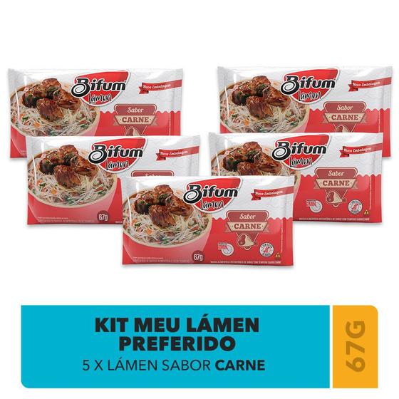 Imagem de Kit 5unid Macarrão Arroz Bifum Lámen Sabor Carne 67g Sem Glúten