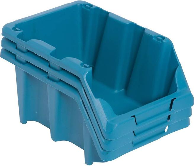 Imagem de Kit 5x Caixa Gaveteiro Plástica Empilhável Nr. 7 Azul PRESTO