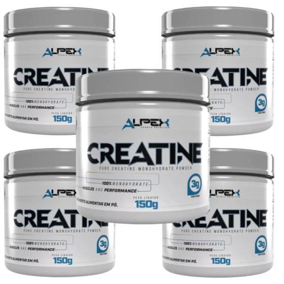 Imagem de Kit 5x Creatina Monohidratada 150g Pura Alpex Nutrition