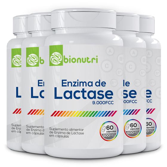 Imagem de Kit 5x Enzima Lactase 300 Cápsula 500 Mg Intolerância à lactose Original