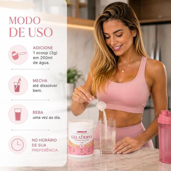 Kit 5x Gelatidina 90g Original Fórmula Avançada Suplemento Alimentar em Pó - Condroclara