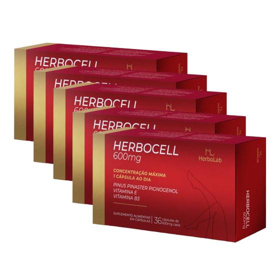 Imagem de Kit 5x HERBOCELL PINHO MARÍTIMO 36 CPS 600MG - HERBOLAB