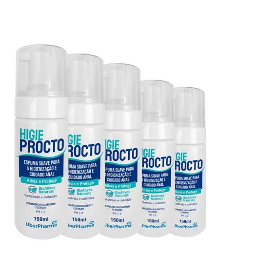 Imagem de Kit 5x HigieProcto Syndet Espuma 150ml UberPharma