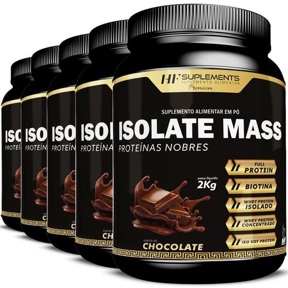 Imagem de Kit 5X ISOLATE MASS HIPERCALORICO PROTEINAS 2KG CHOCOLATE