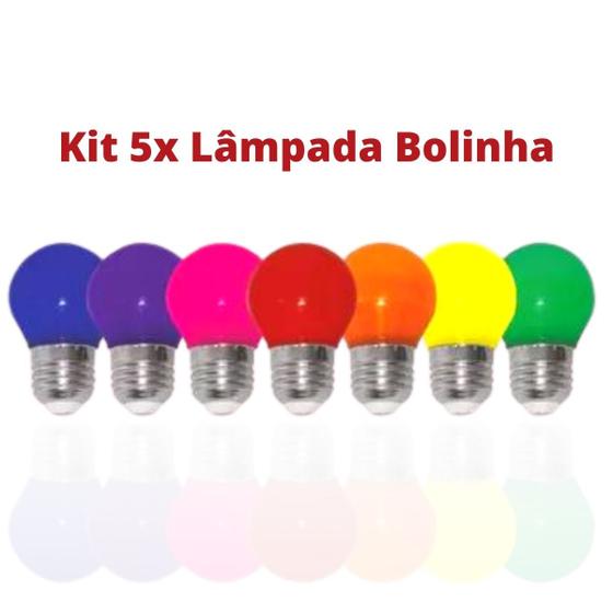 Imagem de Kit 5x Lâmpada Bolinha Led 1~3w Colorida bivolt Decoração