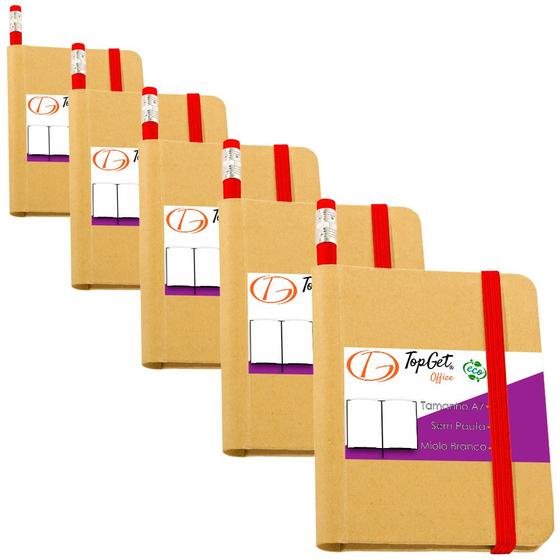 Imagem de Kit 5x Mini Cadernetas 7x11cm 70 Folhas Sem Pauta Eco Begônia TopGet
