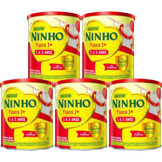 Kit 5x Nestlé Ninho Fases 1+ Lata 400g Fórmula Infantil Pó Menor preço em Kit 5x Nestlé Ninho Fases 1+ Lata 400g Fórmula Infantil Pó