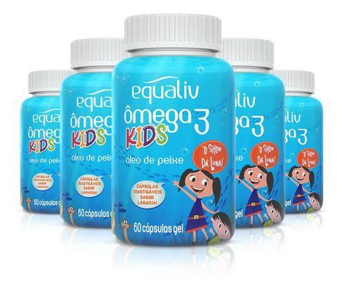 Imagem de Kit 5x Ômega 3 Pro Kids Equaliv 60 Cápsulas mastigáveis para crianças com NF