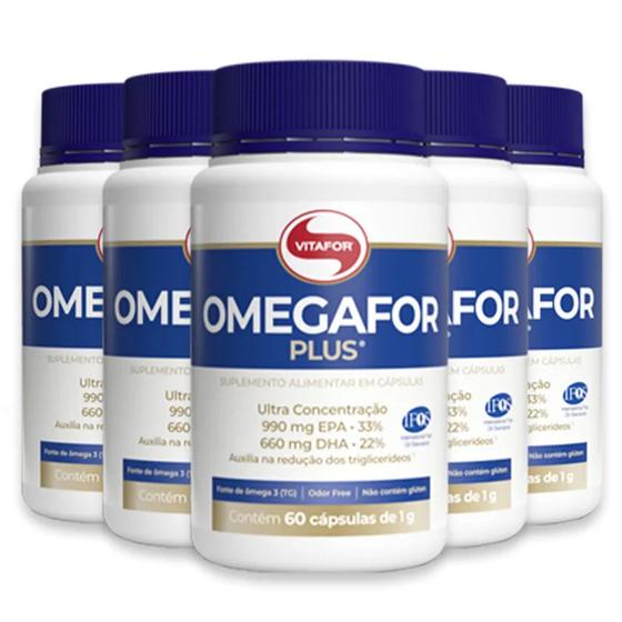 Kit 5x Ômegafor Plus Vitafor Ultra Concentração Ômega 3 1000mg 60 caps Menor preço em Kit 5x Ômegafor Plus Vitafor Ultra Concentração Ômega 3 1000mg 60 caps