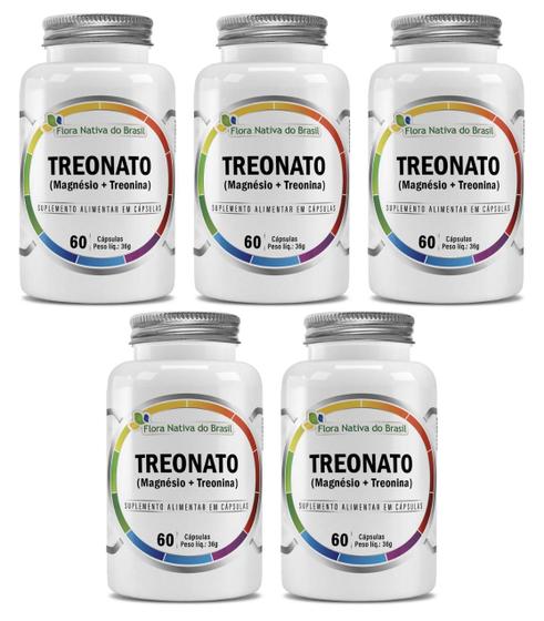 Imagem de Kit 5x Suplemento Alimentar Magnésio Treonato 600mg 60 cápsulas Flora Nativa