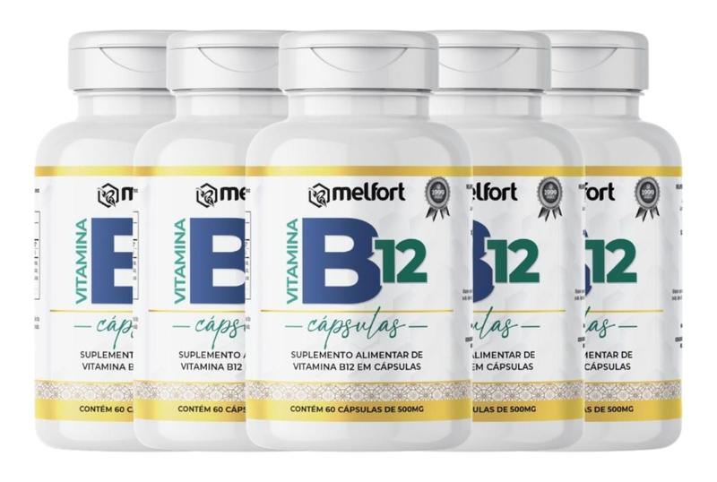 Imagem de kit 5x VITAMINA B12 500MG 60CPS MELFORT C