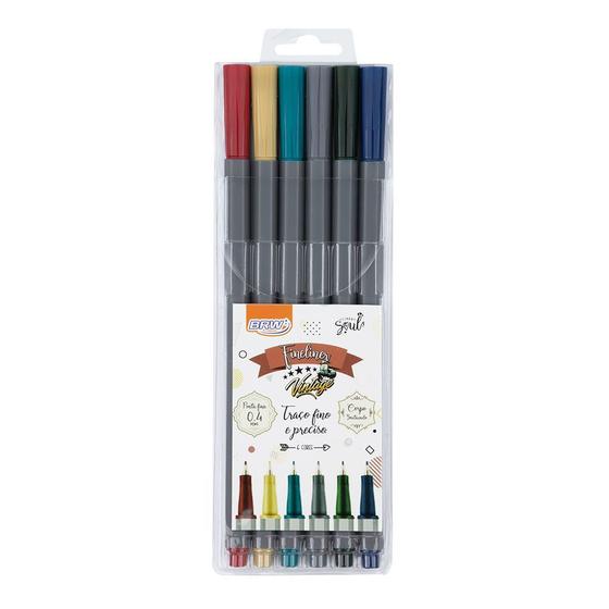 Imagem de Kit 6/12/16/18/24 Canetas Coloridas Ponta Fina Fineliner BRW 0.4mm