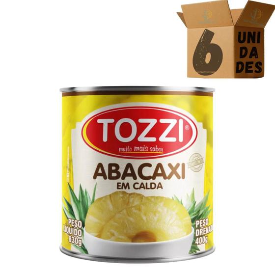 Imagem de Kit 6 Abacaxi Em Calda Rodelas Lata 830g - Tozzi