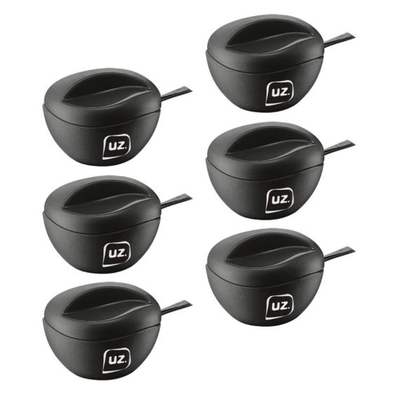 Imagem de Kit 6 Açucareiros Preto com Colher Plastica Cozinha Gourmet