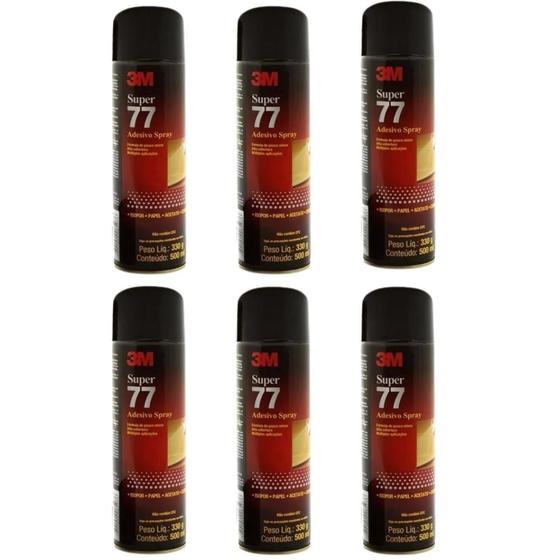 Imagem de Kit 6 adesivo spray 77 330g 3m cola isopor acetato cortiça