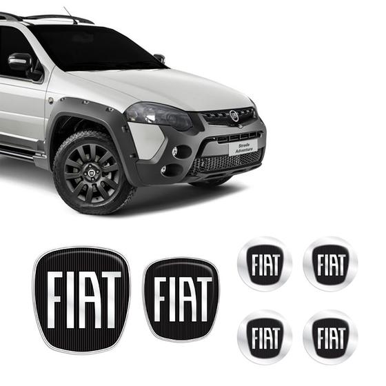 Imagem de Kit 6 Adesivos Fiat Black Strada Preto Resinado 2006/2020