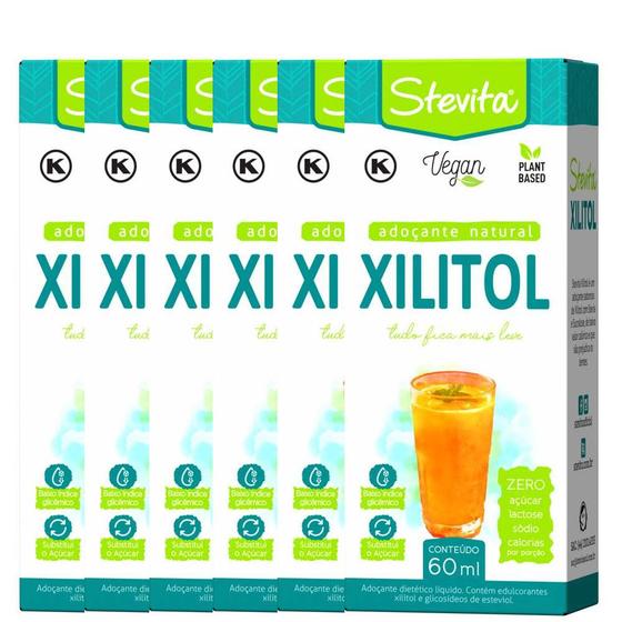 Imagem de Kit 6 Adoçante Xilitol com Stevia Líquido Magrins 65ml