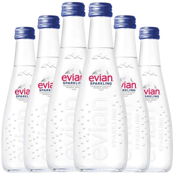 Imagem de Kit 6 Água Francesa Evian Sparkling Com Gás Garrafa 330ml