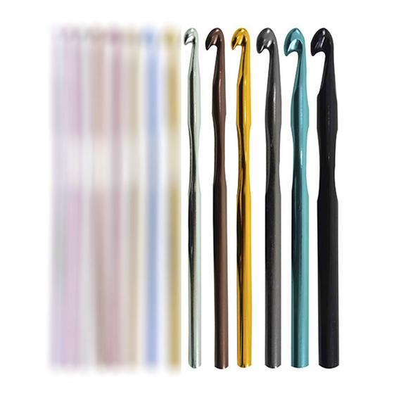 Imagem de Kit 6 Agulha de Crochê Alumínio Colorida Circulo (6 até 10mm)