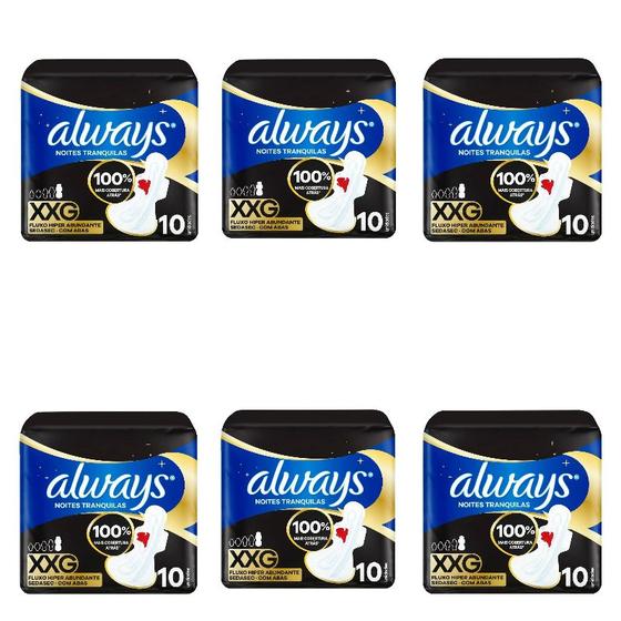 Imagem de KIT 6 ALWAYS NOTURNO HIPER 40cm C/ 10 ABS CADA PACOTE