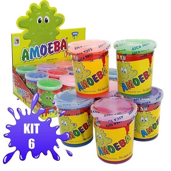 Imagem de Kit 6 Amoebas Brinquedo Infantil Massinha Colorida 110g Geleia Divertida de Brincar