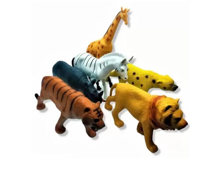Imagem de Kit 6 Animais Selvagens Borracha Brinquedos Grande Novo Top - Emporio Magazine