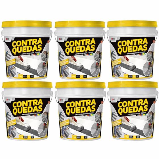 Imagem de Kit 6 antiderrapante liq. contra quedas fita dry preto 1kg