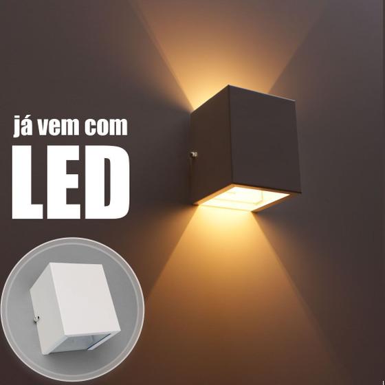 Imagem de Kit 6 Arandela 2 fachos branca + 6 lâmpadas led g9 5w 3000k parede muro externa e interna st678