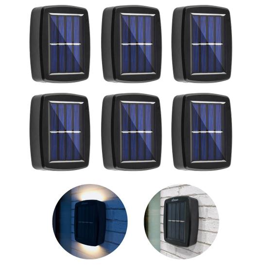Imagem de Kit 6 Arandela 2 Focos Luz Potente Solar Fotocélula Casa Area Externa
