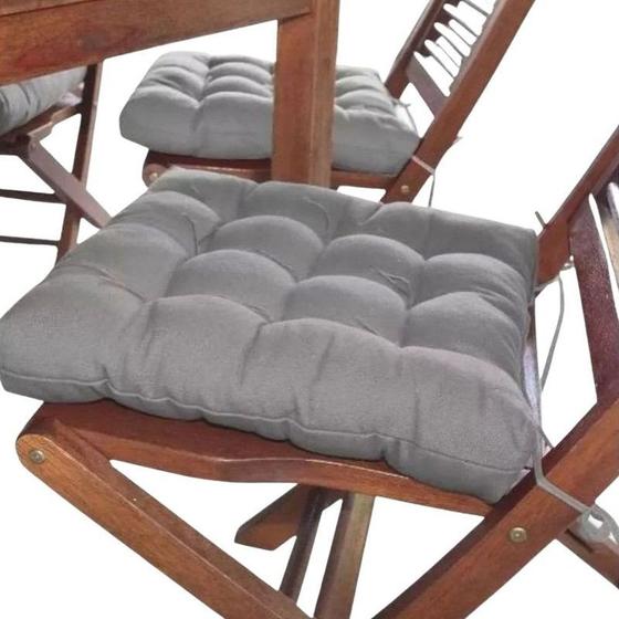 Imagem de Kit 6 Assentos Almofada Futon de Cadeira Cinza Exclusivo