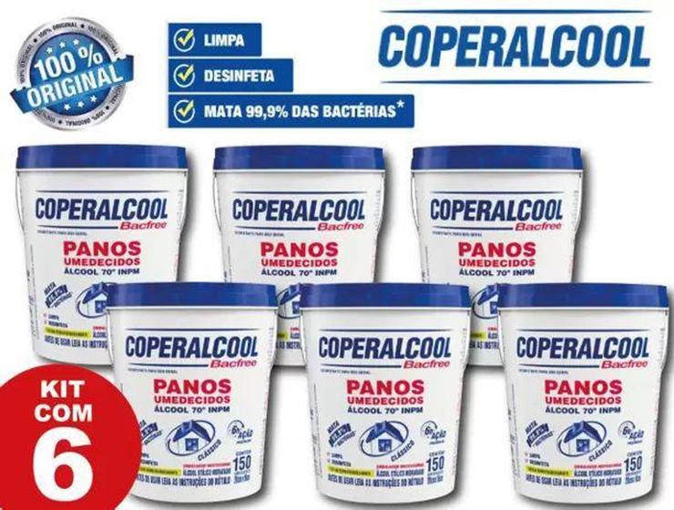 Imagem de Kit 6 Baldes 900 Panos Umedecido Coperalcool Álcool 70 INPM