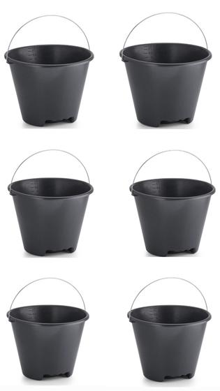 Kit 6 Baldes De Plástico Com Medidor 12 Litros Reforçado Preto Menor preço em Kit 6 Baldes De Plástico Com Medidor 12 Litros Reforçado Preto