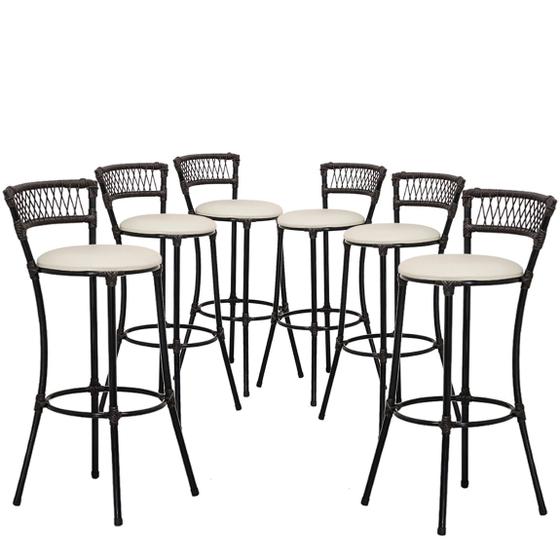 Imagem de Kit 6 Banquetas Alta Forts Fio de Fibra Proteção UV Bancada, Área Gourmet, Bar, Piscina, Gelo 05