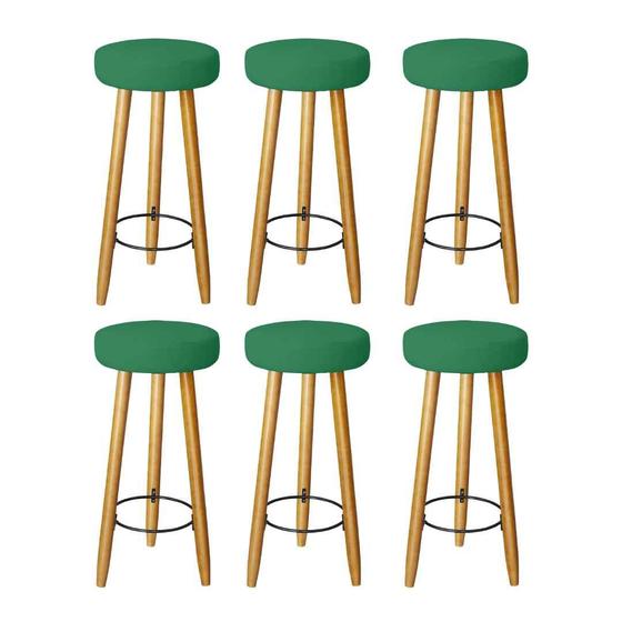 Imagem de Kit 6 Banquetas Decorativas 78cm com Pés Pálito Italian Verde - Mafer