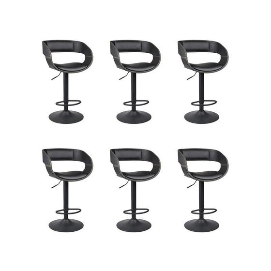 Imagem de Kit 6 Banquetas Londrina Preta Hard PVC Base Disco