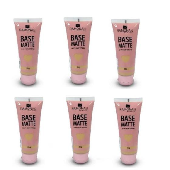 Imagem de Kit 6 Base Matte Cor 02 Bege Claro 35gr - Ramona Make Up