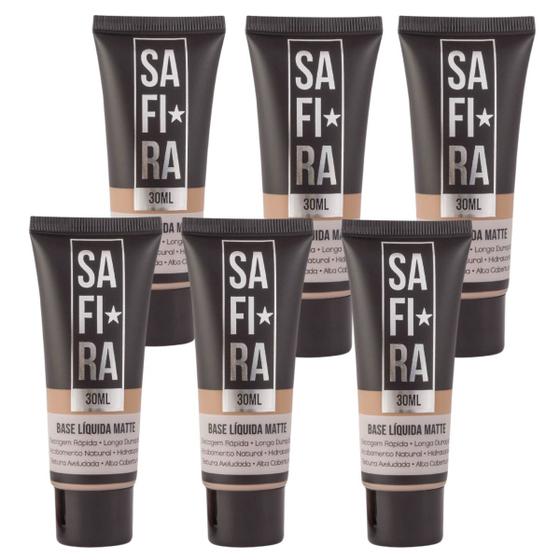Imagem de Kit 6 Bases Líquida Matte Nº 06 Alta Cobertura 30ml Safira