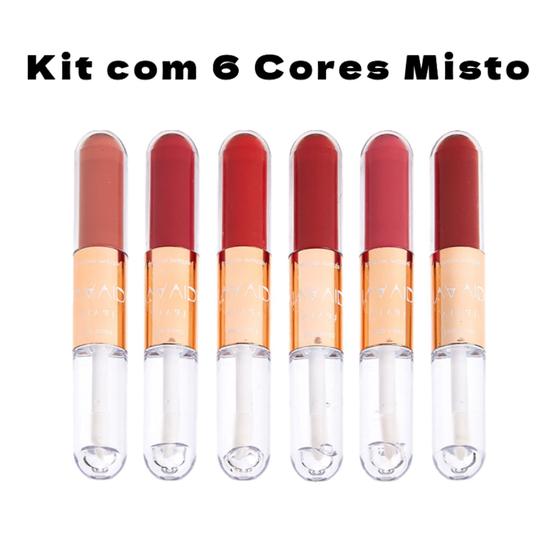 Imagem de Kit 6 Batom Liquido e Top Coat Matte Vivai Viva Vida Hidrata os lábios Gloss