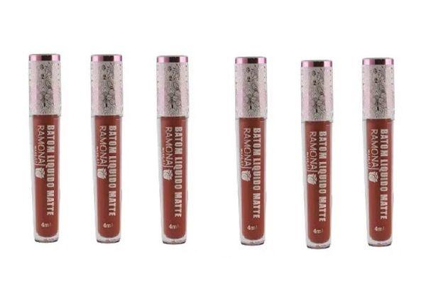 Imagem de Kit 6 Batom Líquido Matte Cor 04 Marrom 4ml - Ramona Make Up