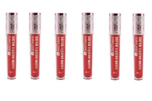 Imagem de Kit 6 Batom Líquido Matte Cor 34 Goiaba 4ml - Ramona Make Up