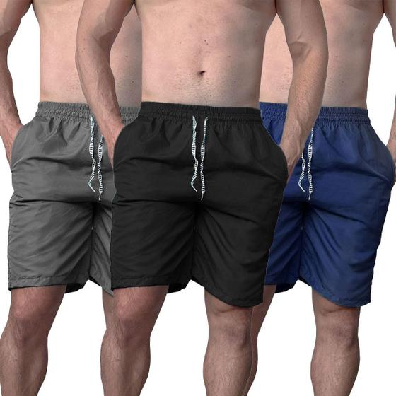 Imagem de Kit 6 Bermudas Masculinas Tactel Lisa Academia Caminhada Praia