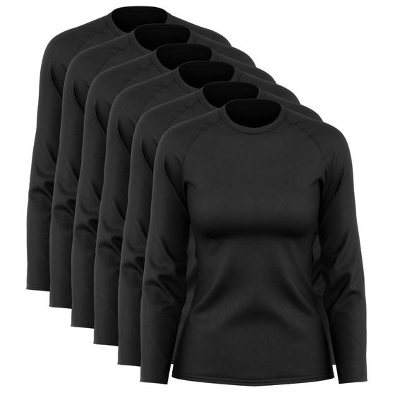 Imagem de Kit 6 Blusas Feminina Dry Academia Camiseta Segunda Pele Manga Longa Proteção Solar UV