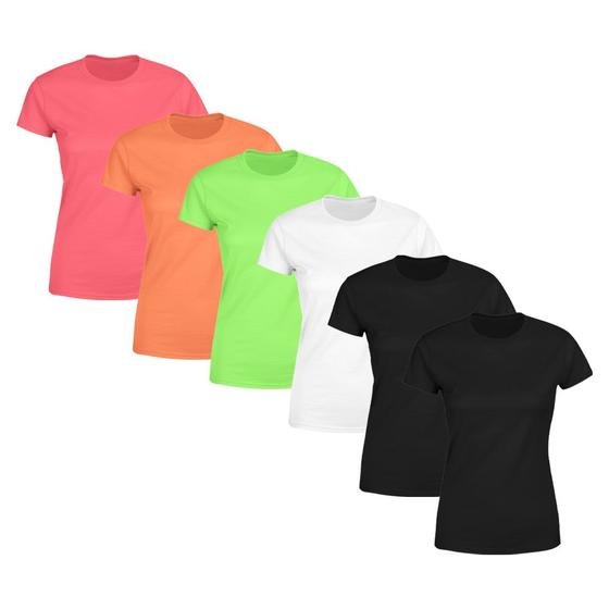 Imagem de Kit 6 Blusas Feminina Tshirt Camiseta Baby Look Lisa Premium