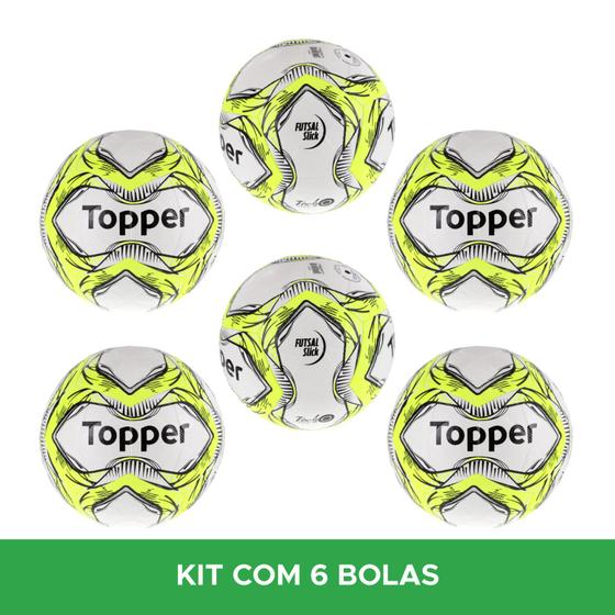 Imagem de Kit 6 Bolas De Futsal Slick 2020 Amarelo + Preto Topper