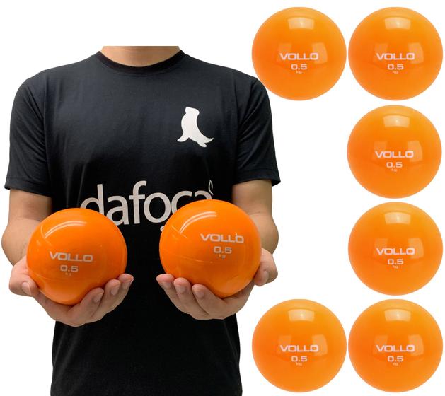 Imagem de Kit 6 Bolas Tonificadoras de Peso Tonning Ball VP1060 0,5 Kg Pilates Vollo Sports