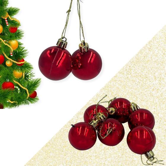 Imagem de Kit 6 Bolinhas Pequena Vermelha 4cm Para Árvore Natal Enfeite Natalino de Pendurar