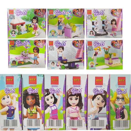 Imagem de Kit 6 Bonecas Para Montar Infantil Estilo Lego Friends Girls